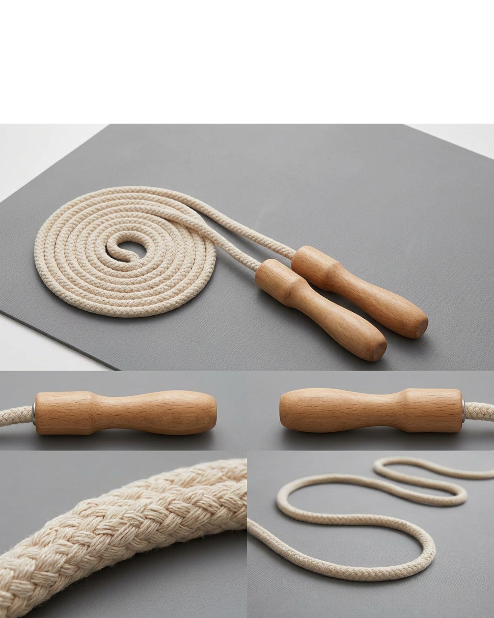 Roomiva Cotton Jump Rope Natural 3 m Wood Handles