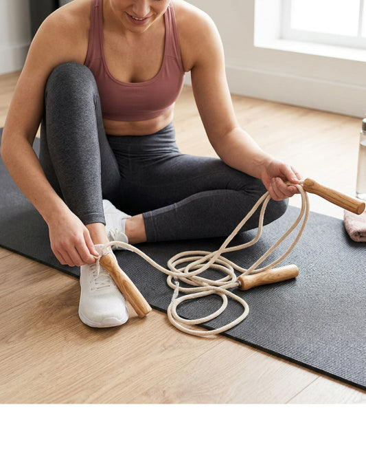 Roomiva Cotton Jump Rope Natural 3 m Wood Handles