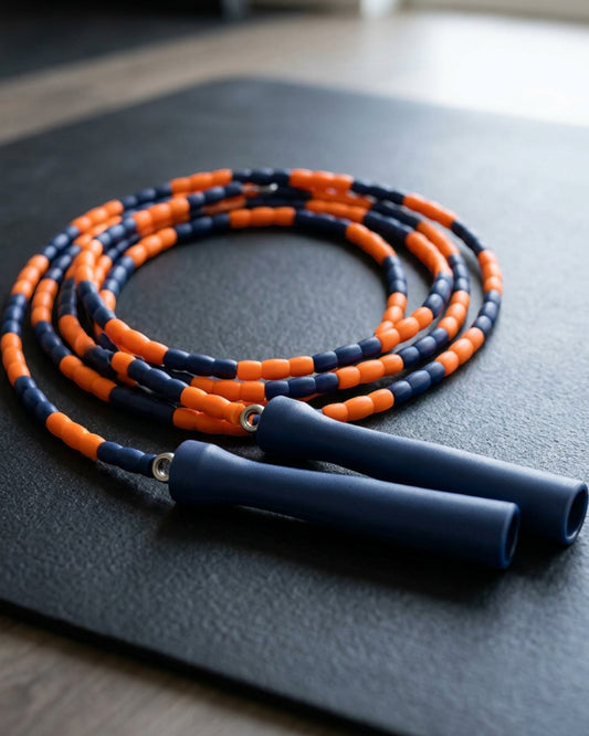 Roomiva Pebbletrack Beaded Jump Rope 8.2 ft Orange Navy - Lifestyle view