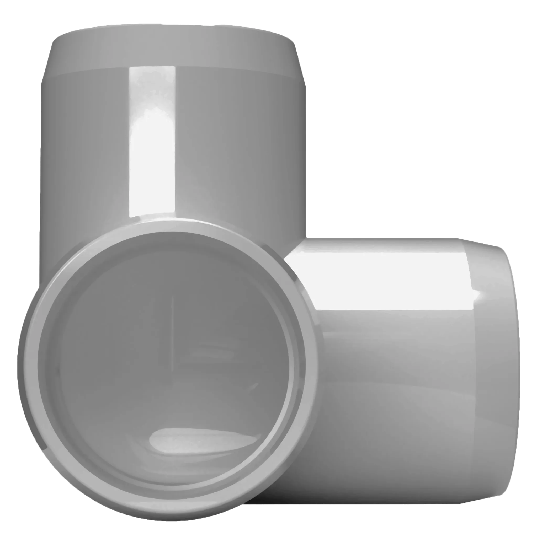 1/2 in. 3-Way PVC Elbow Fitting, Furniture Grade  - Gray