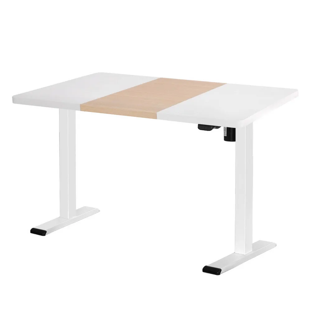 120cm Standing Desk Motorised Sit Stand Desks - White & Pine