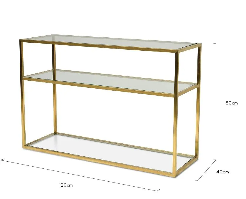 1.2m Glass Console Table - Gold Base