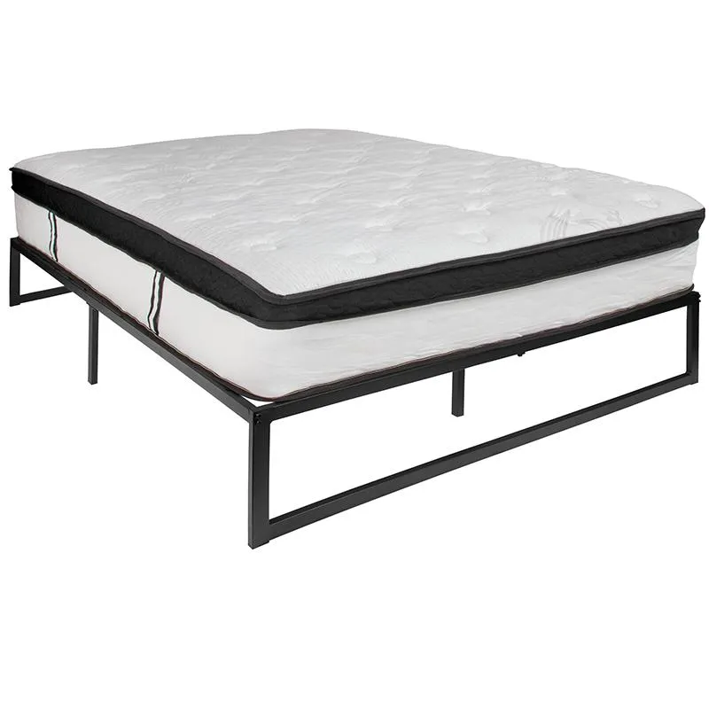 14 Inch Metal Platform Bed Frame With 12 Inch Memory Foam Pocket Spring Mattress In A Box (No Box Spring Required) - Queen By Flash Furniture