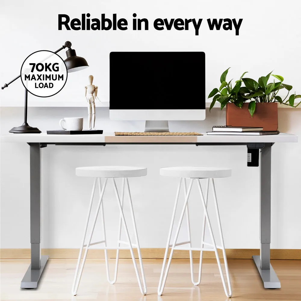 140cm Standing Desk Electric Sit Stand Desks - White & Pine