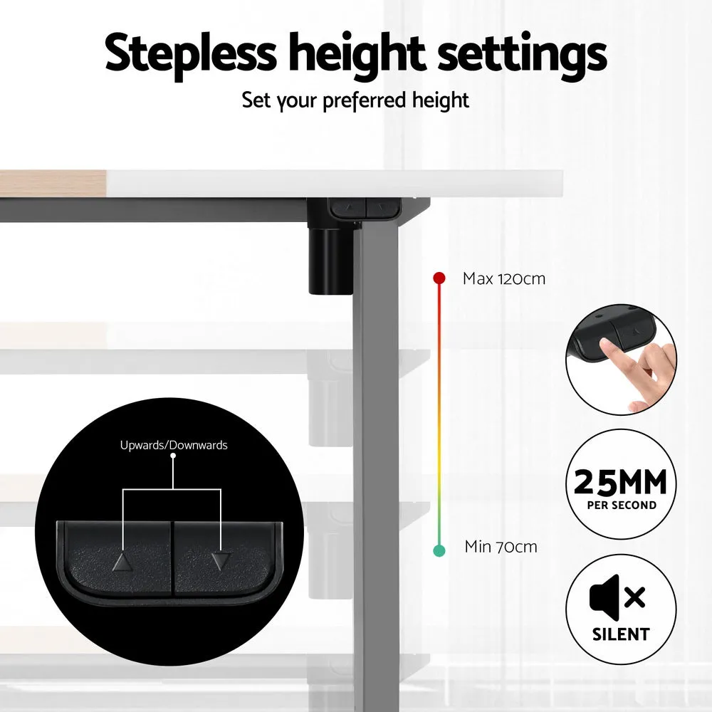 140cm Standing Desk Electric Sit Stand Desks - White & Pine