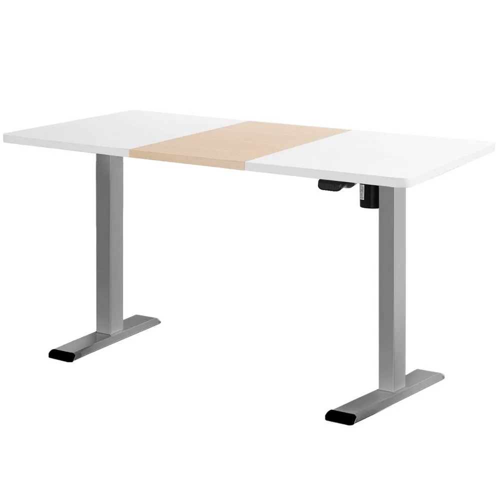 140cm Standing Desk Electric Sit Stand Desks - White & Pine