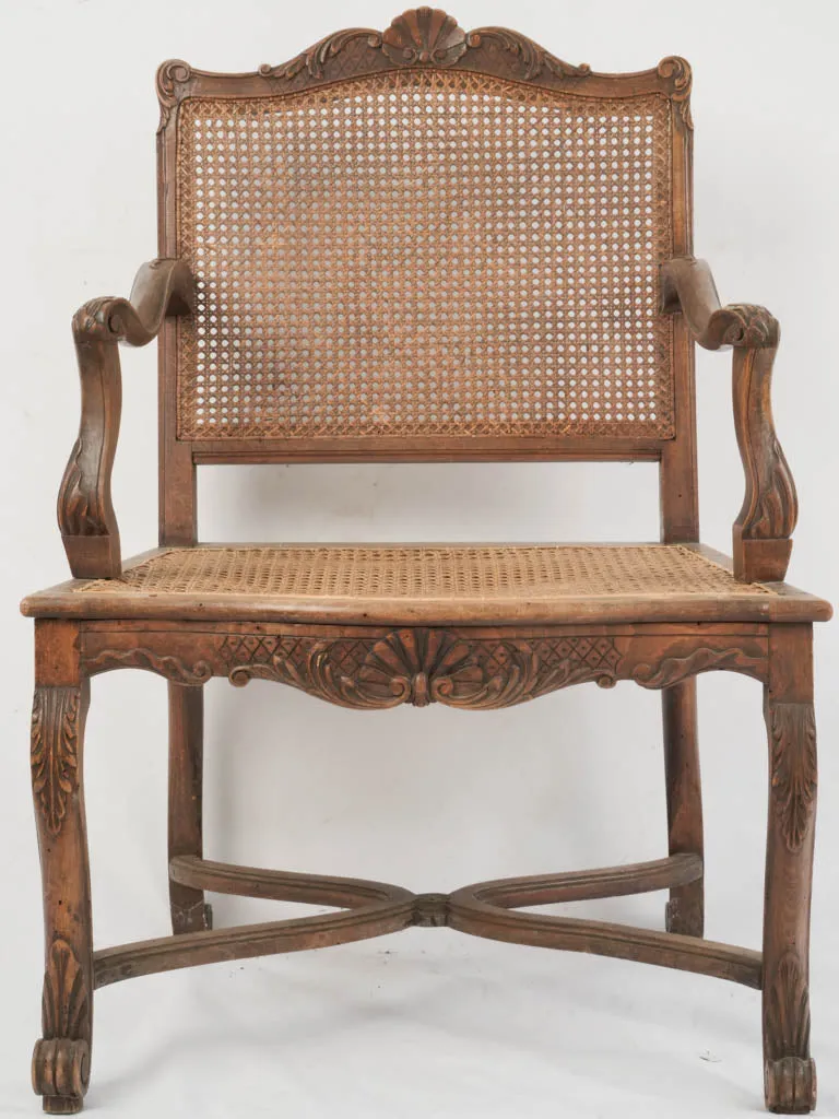 18th Century Régence Dining Chair Set with Armchair – Antique Beechwood and Cane 37¾"