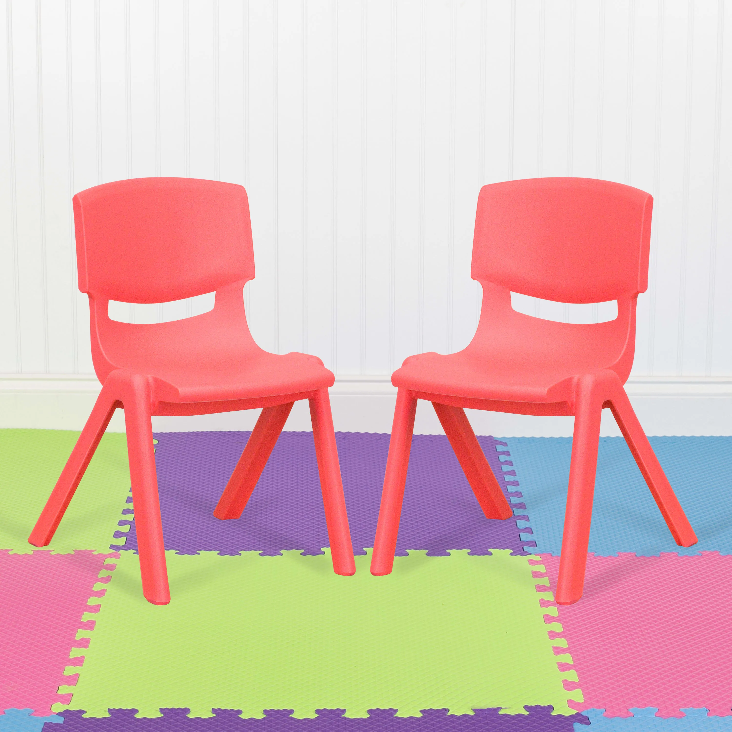 2 Pack Plastic Stackable School Chair with 12" Seat Height