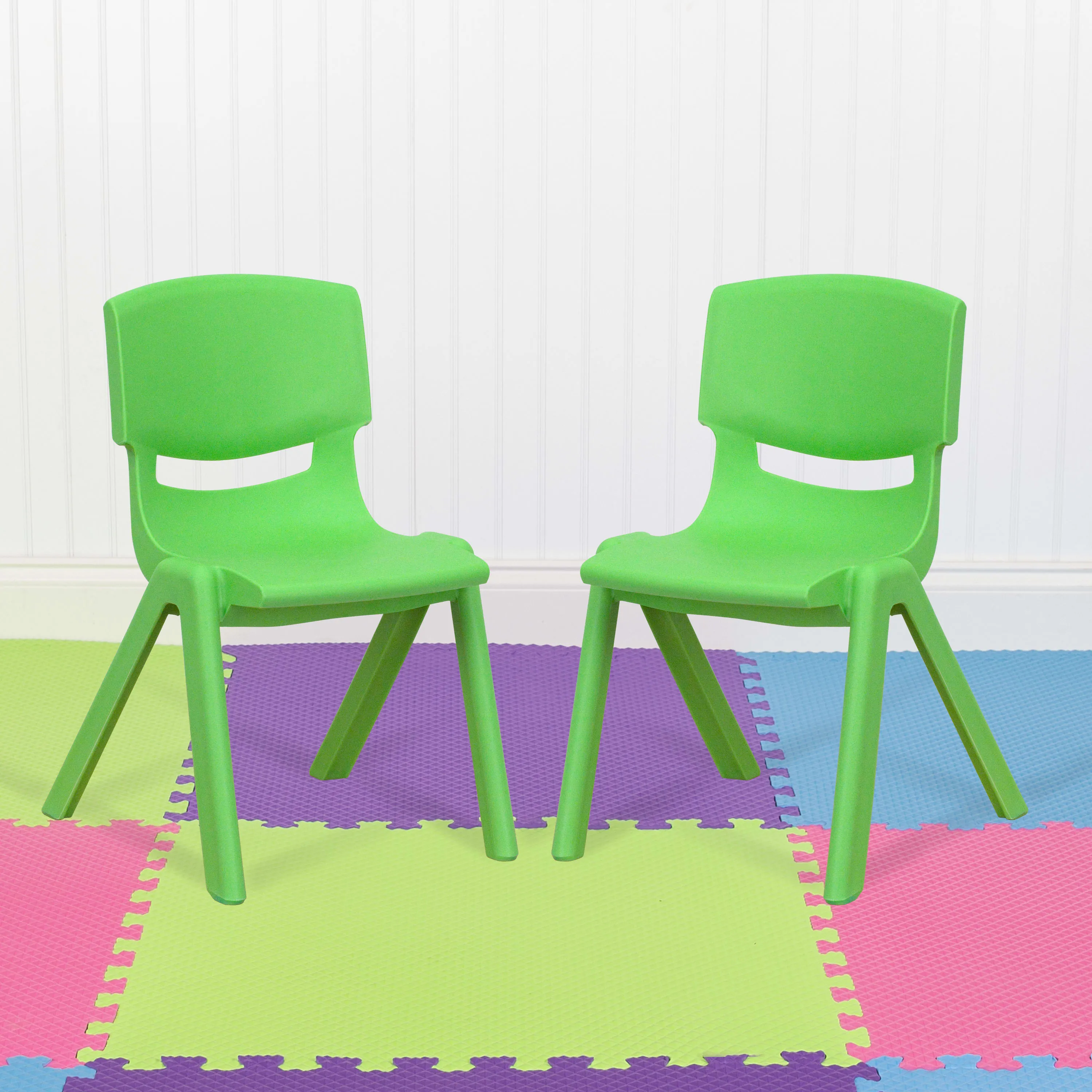 2 Pack Plastic Stackable School Chair with 12" Seat Height