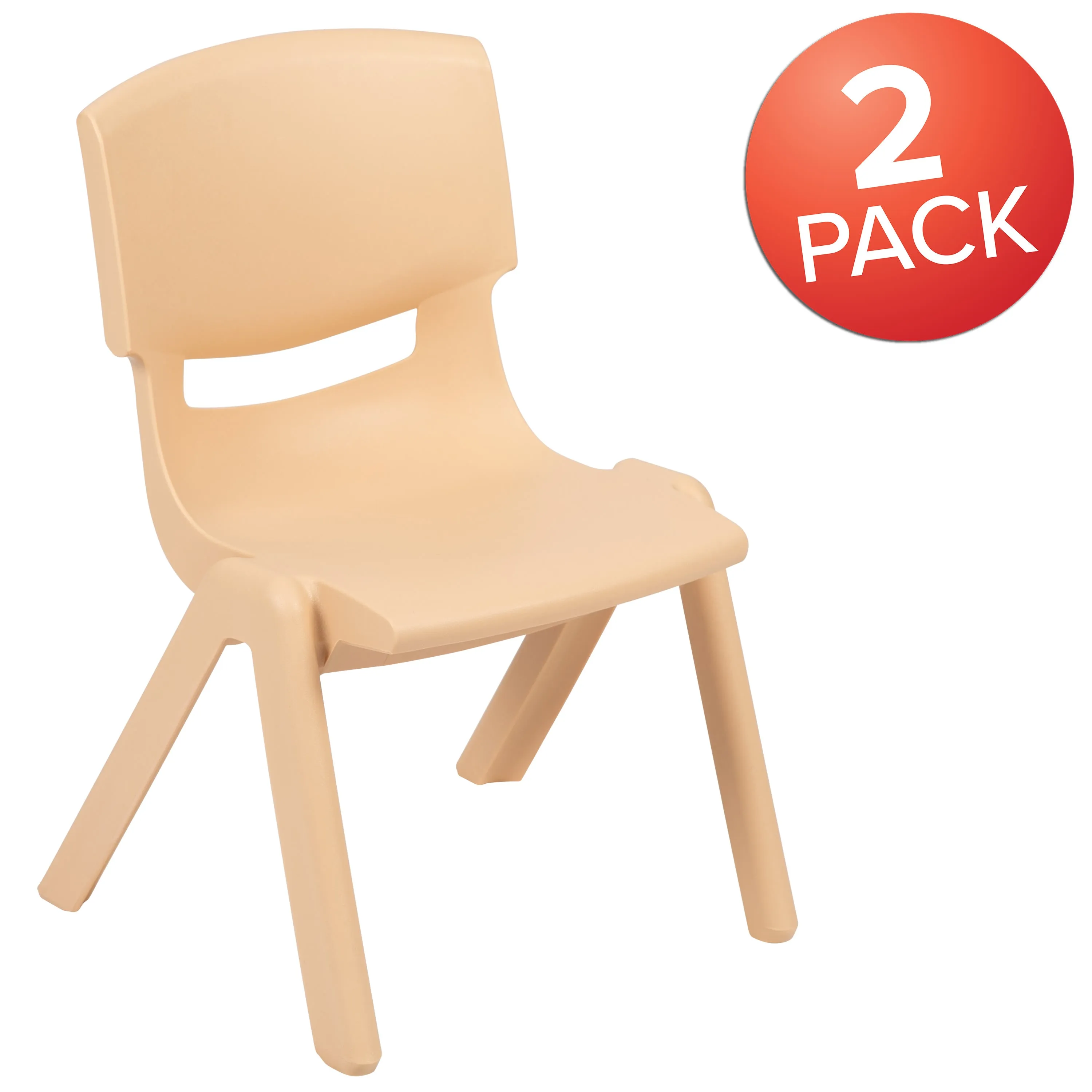 2 Pack Plastic Stackable School Chair with 12" Seat Height