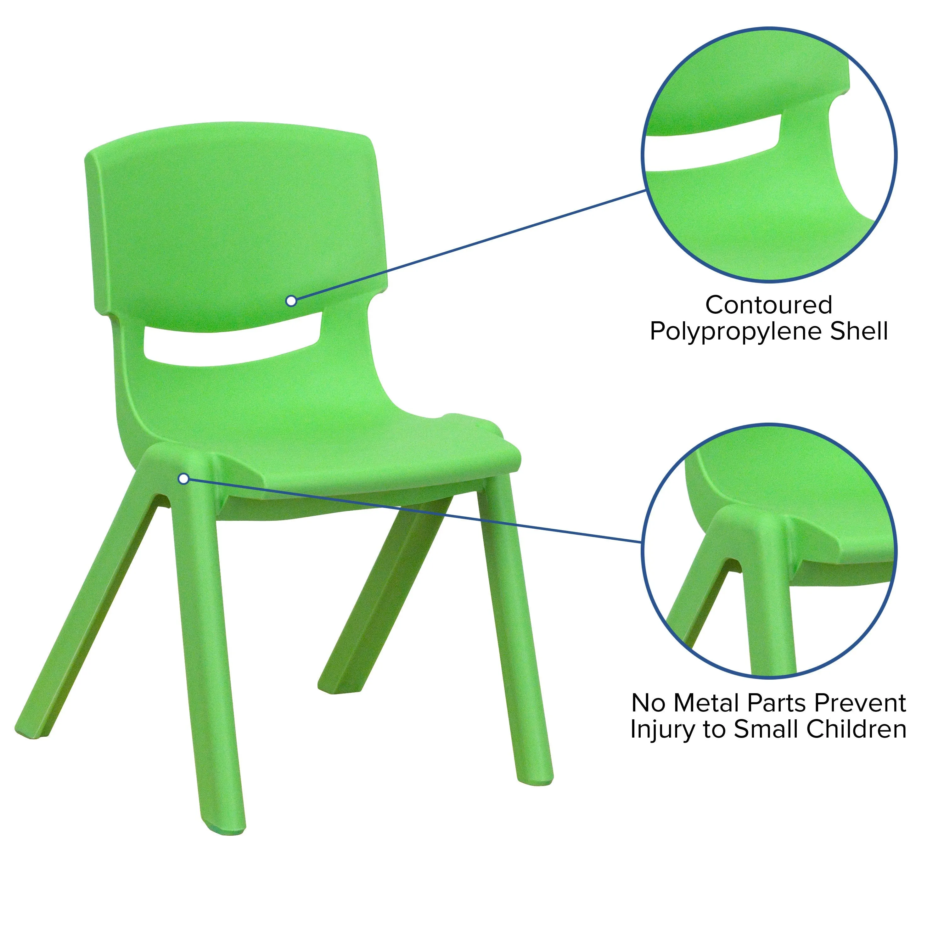 2 Pack Plastic Stackable School Chair with 12" Seat Height