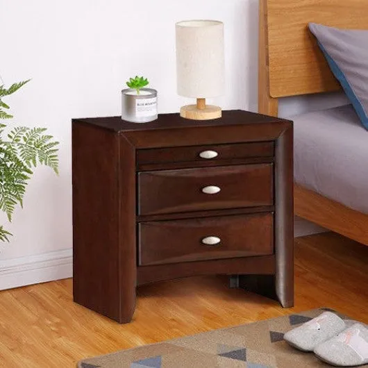 3 Drawers Modern Storage Nightstand End Beside Table