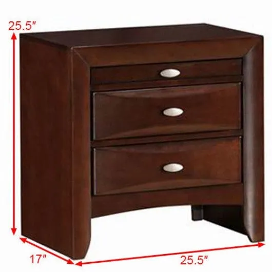 3 Drawers Modern Storage Nightstand End Beside Table