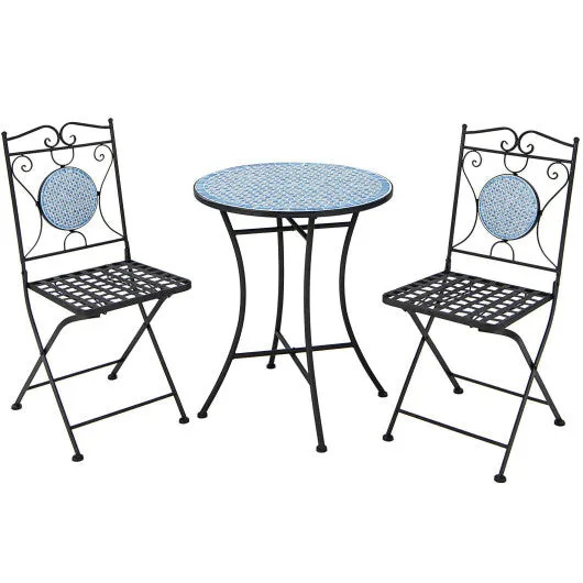 3 Pieces Patio Bistro Set Outdoor Furniture Mosaic Table Chairs