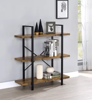 3-Shelf Bookcase Antique Nutmeg And Black