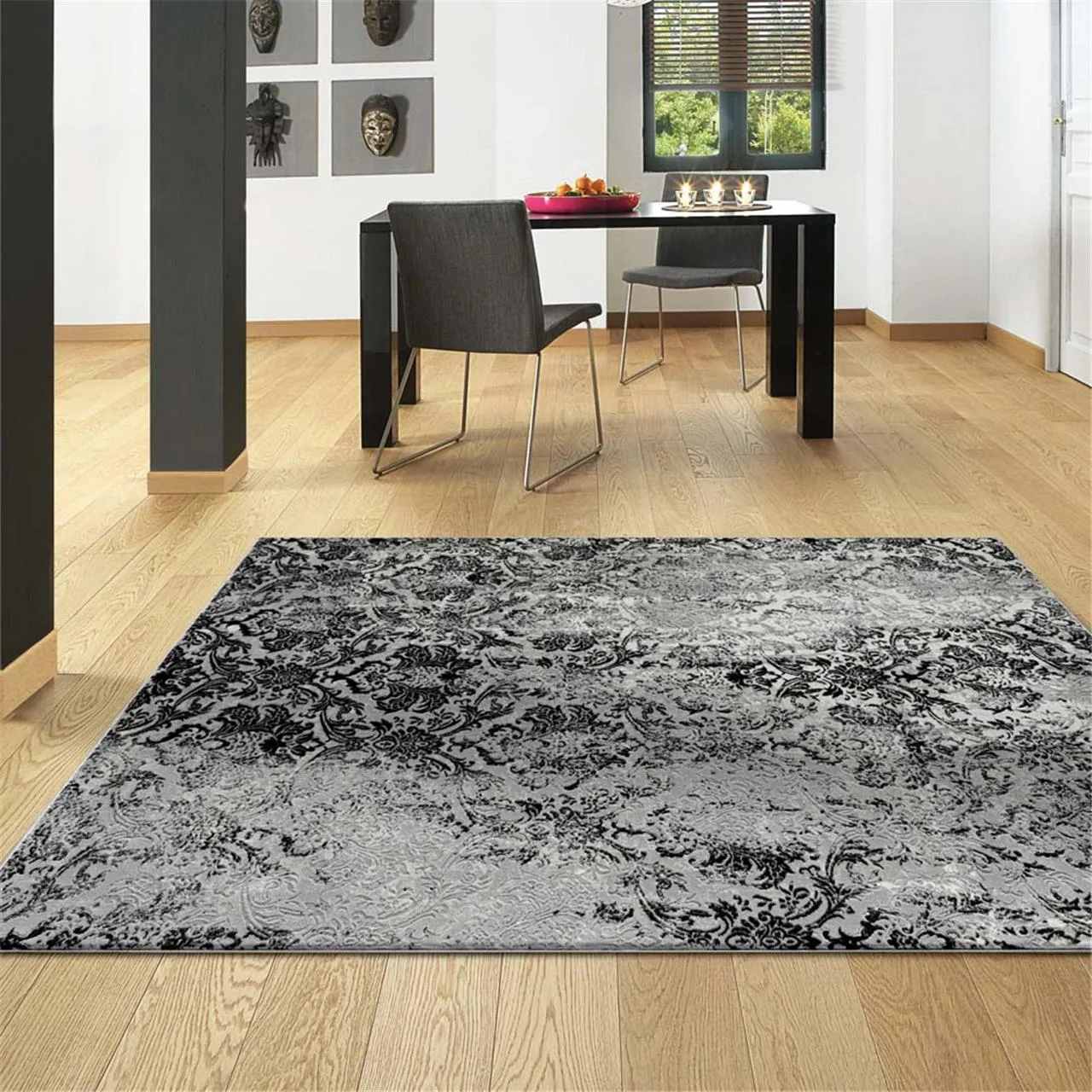 Abdera Modern Design Black Rug-4001