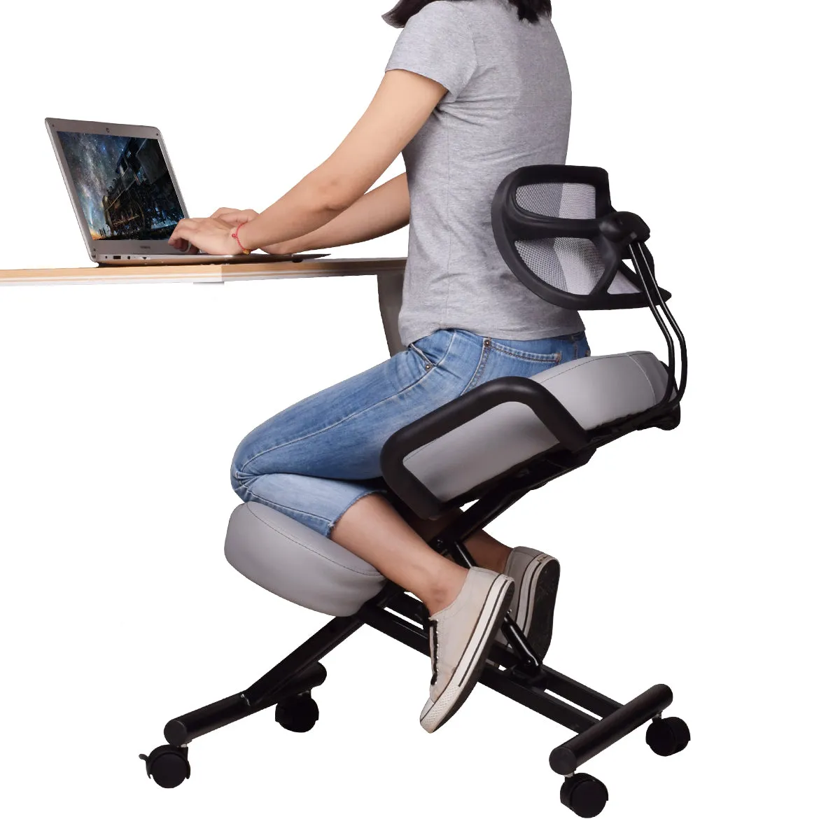 Adjustable Ergonomic Kneeling Chair with Back Support