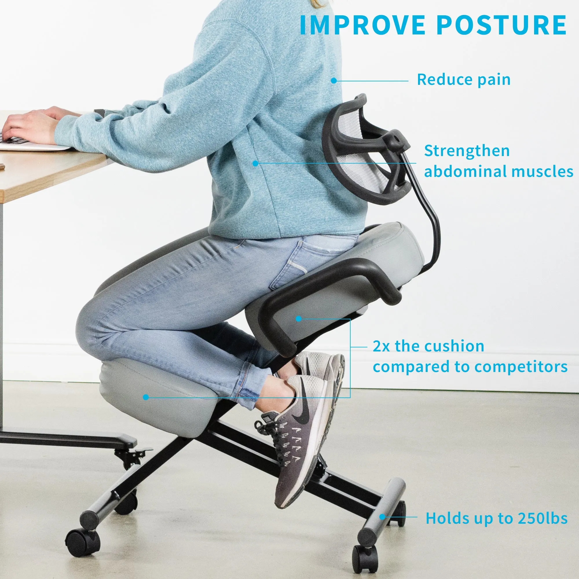 Adjustable Ergonomic Kneeling Chair with Back Support