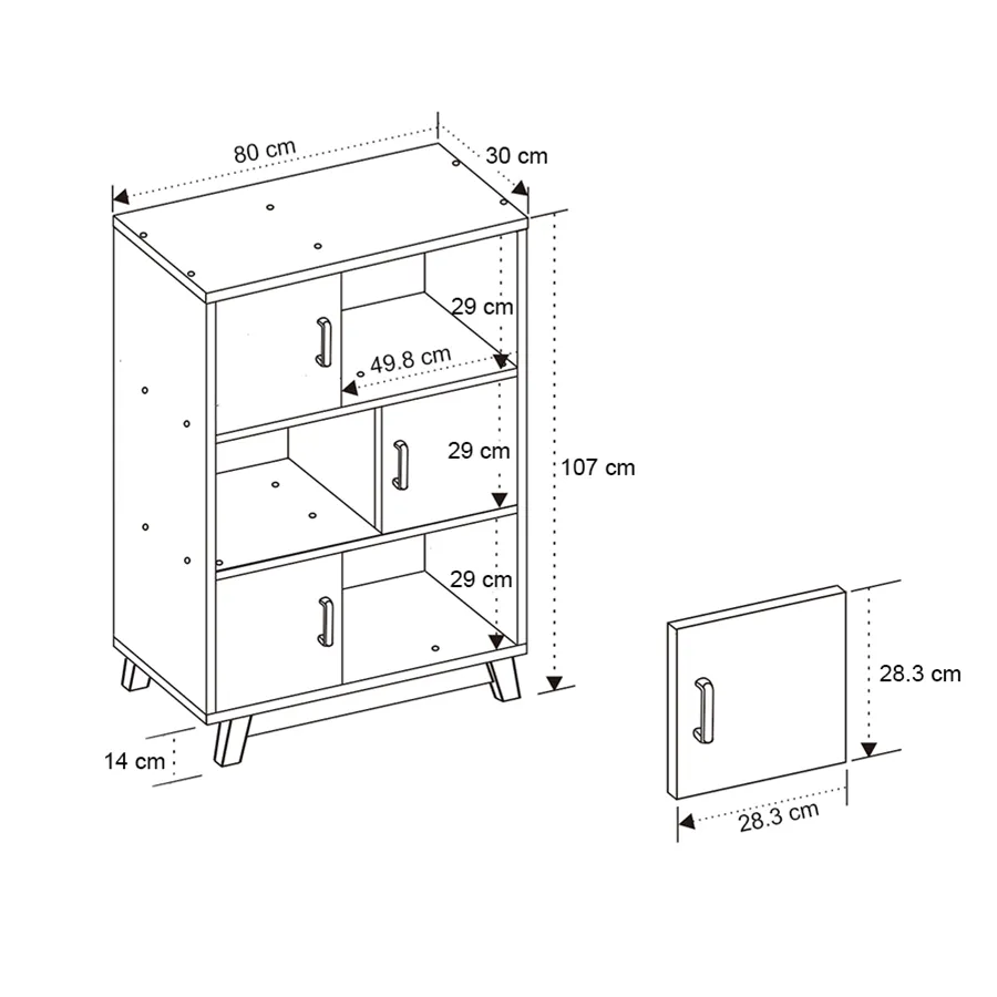 Aiden 80 cm Mid Bookcase