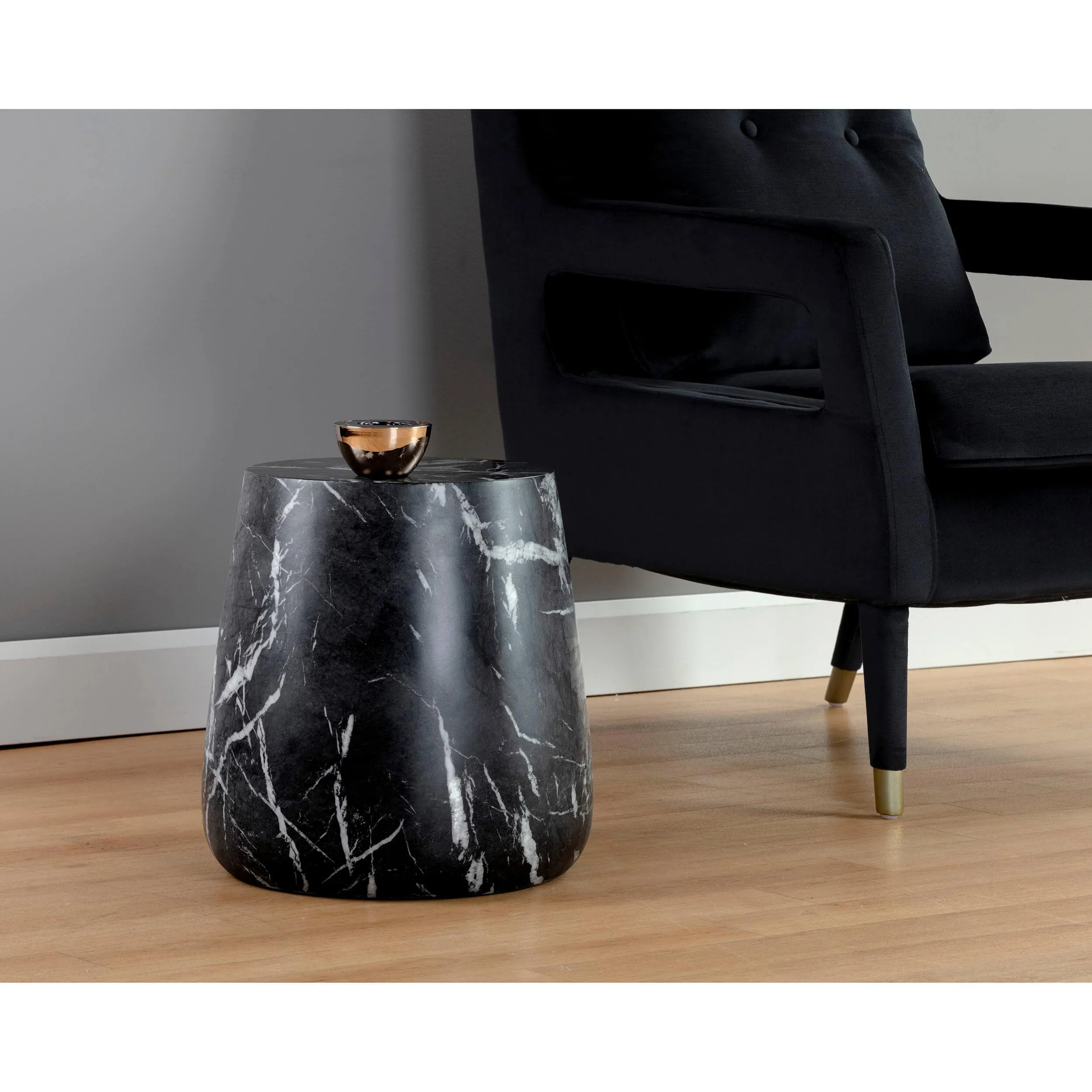 Aries Side Table, Black Marble Look