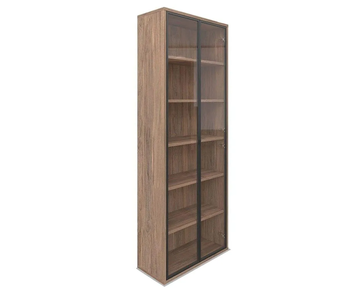 Arren High Bookcase with Glass Doors