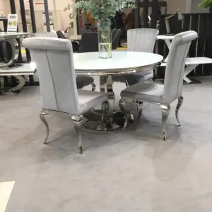 Athena round glass dining table with 4 chairs