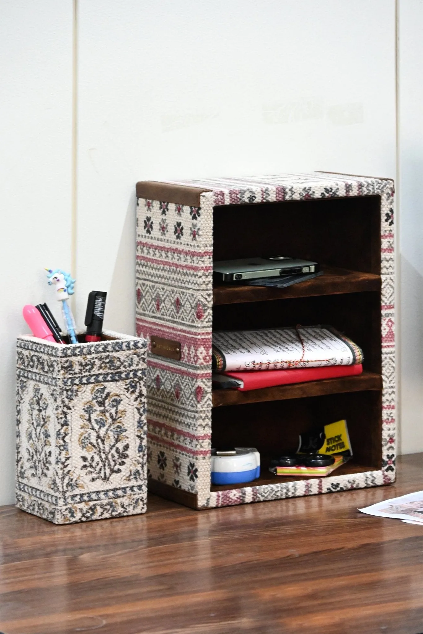 AZTEC-  COTTON PRINTED CABINET FOR DESK  ACCESSORIES