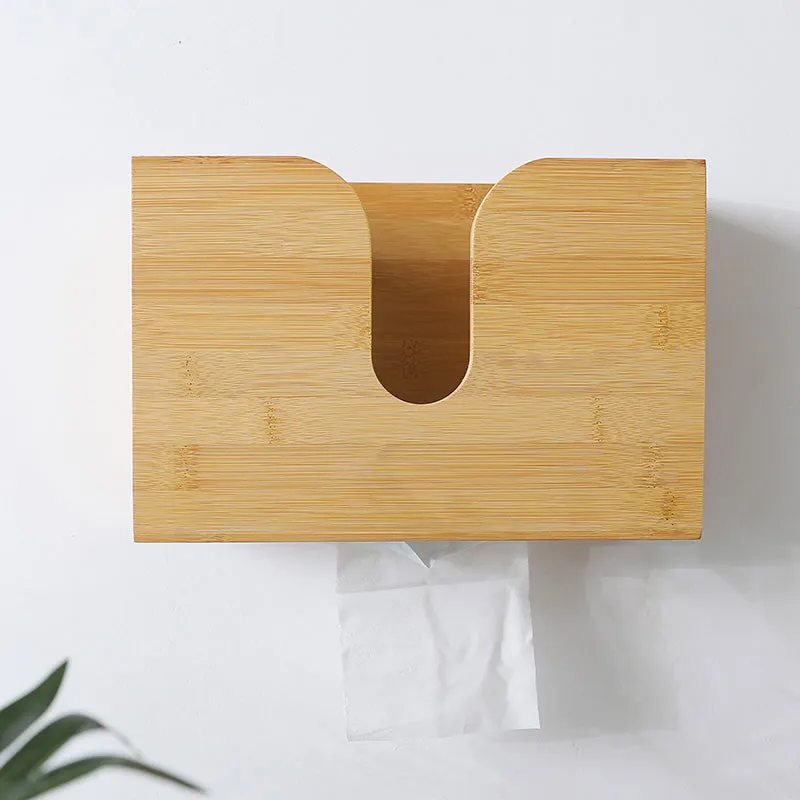 Bamboo Tissue Box With Compartments