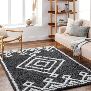 Blaine 5x7 Shag Black Area Rug Carpet for Living Room Bedroom or Kitchen (5'3" x 7'3")