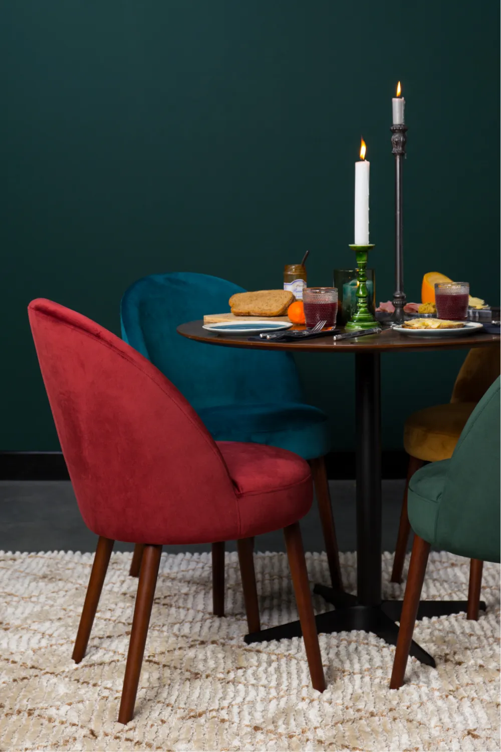 Blue Velvet Dining Chairs (2) | Dutchbone Barbara