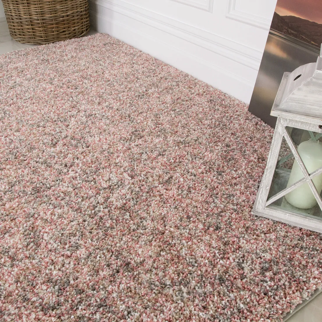 Blush Pink Mottled Shaggy Rug