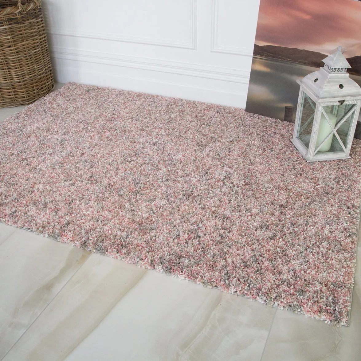 Blush Pink Mottled Shaggy Rug