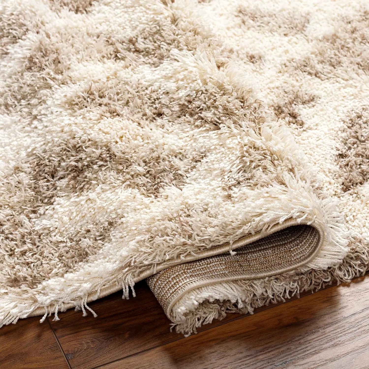 Boardman 5x7 Shag Beige Area Rug Carpet for Living Room Bedroom or Kitchen (5'3" x 7'3")