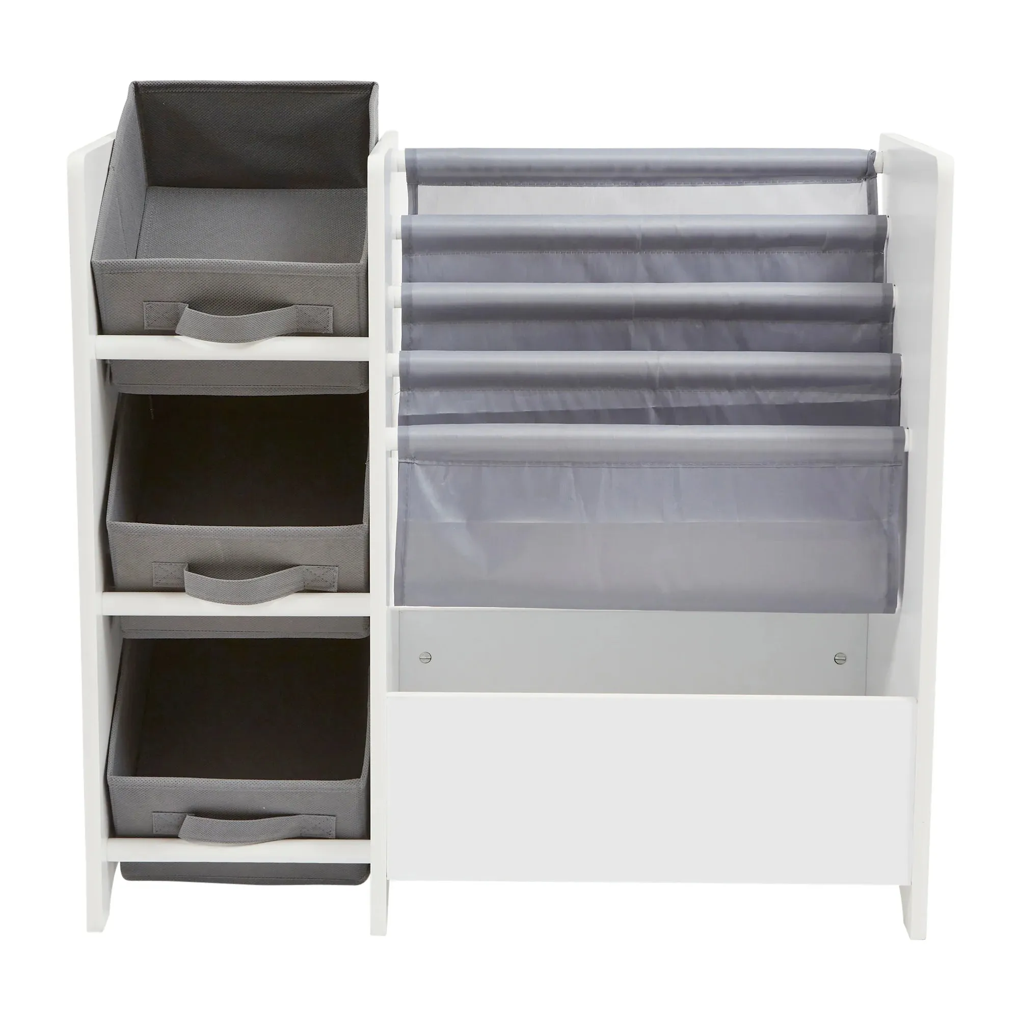 Book Display with Storage Bins - White