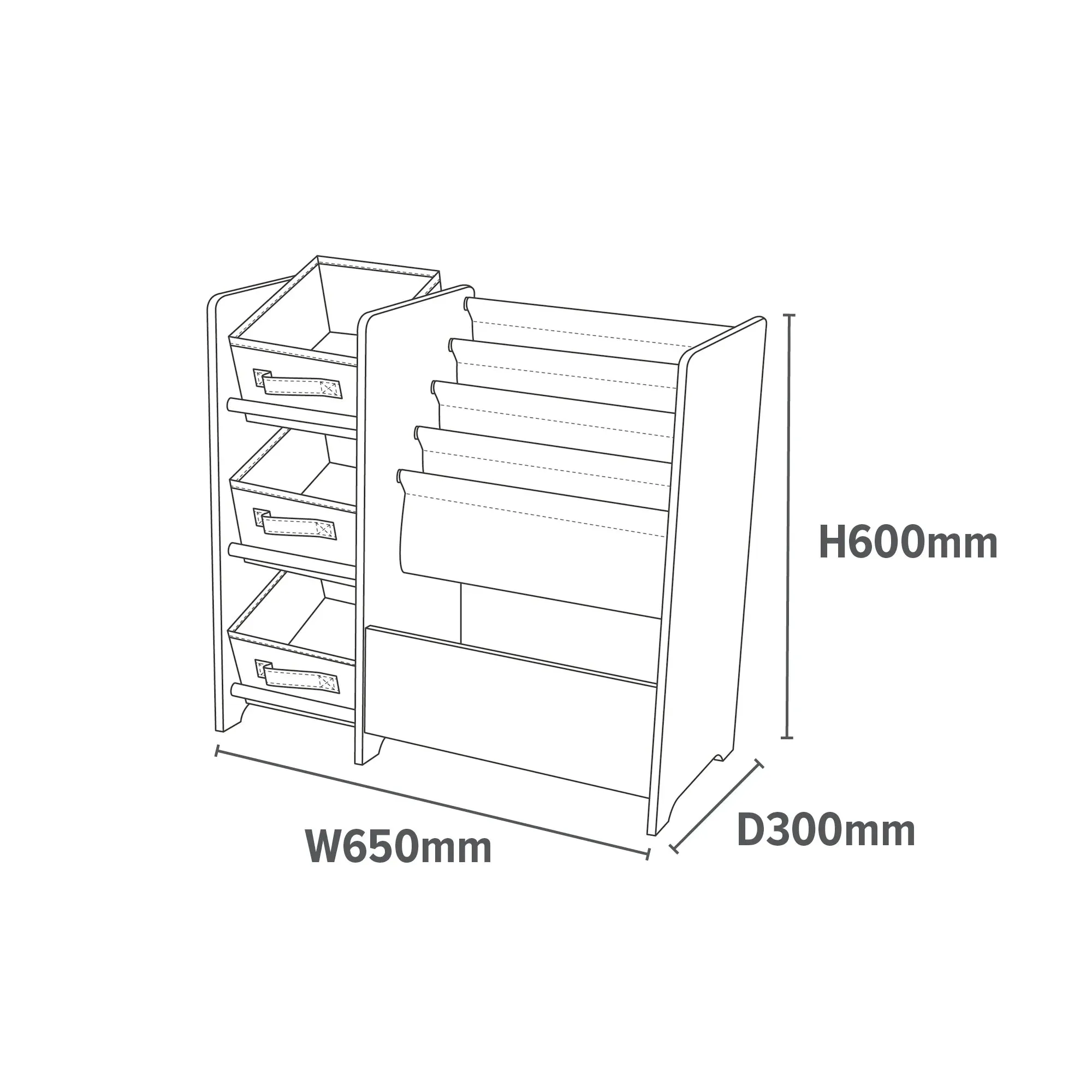 Book Display with Storage Bins - White