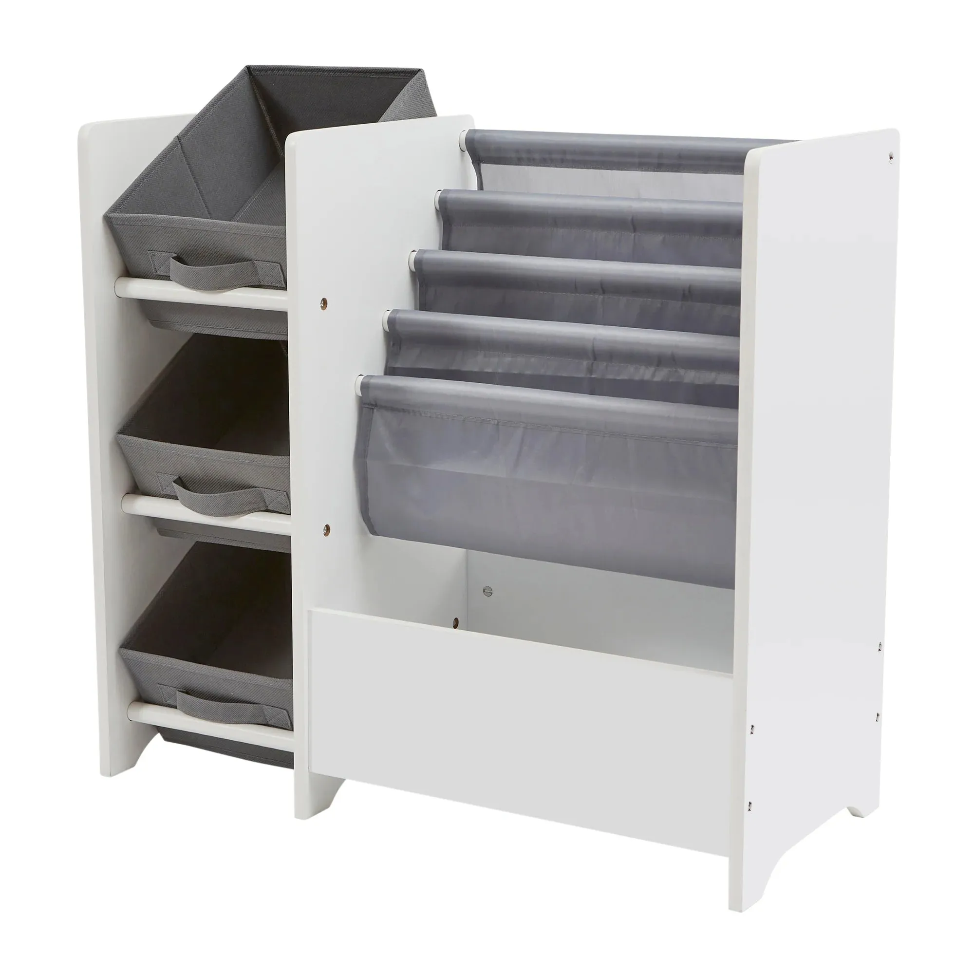 Book Display with Storage Bins - White