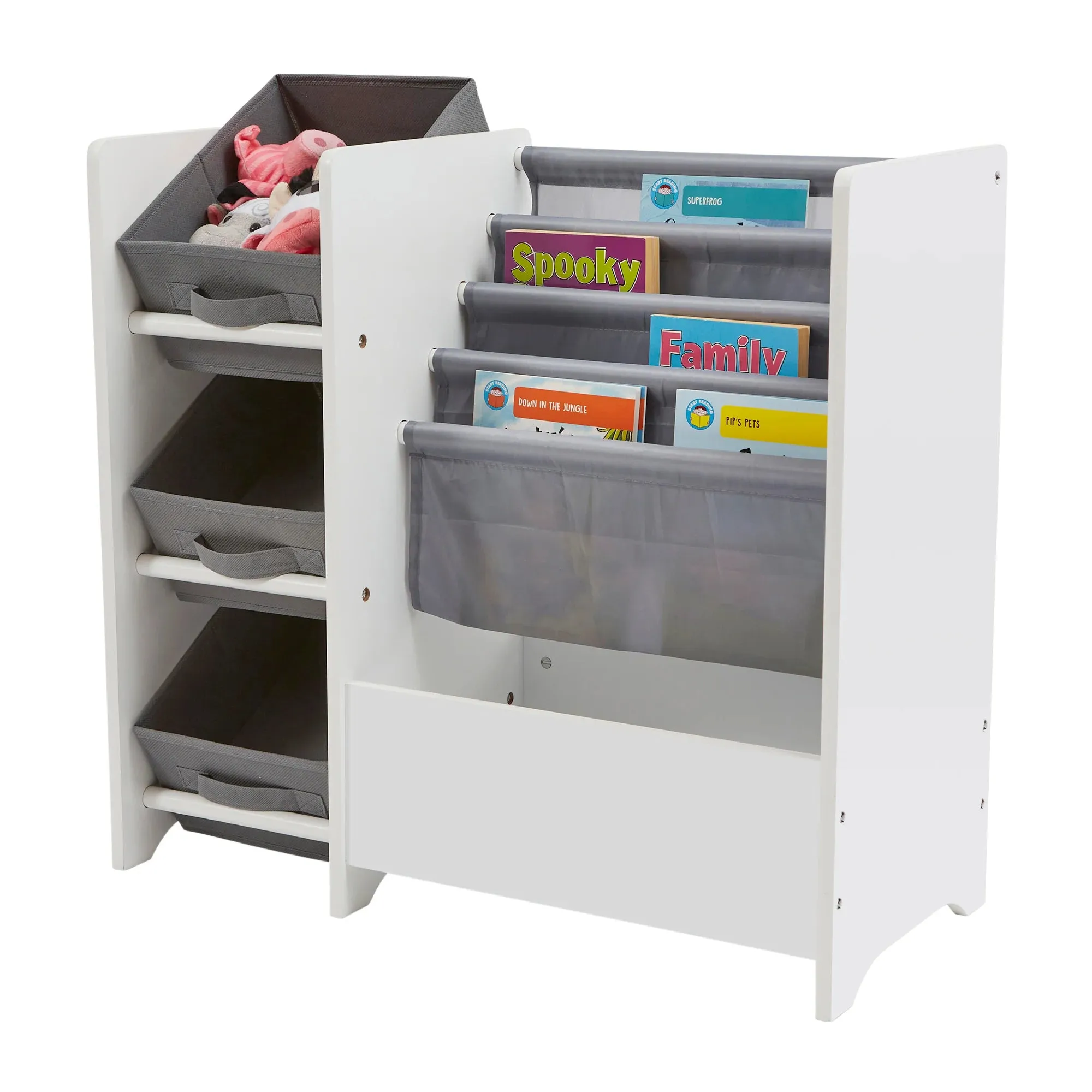 Book Display with Storage Bins - White