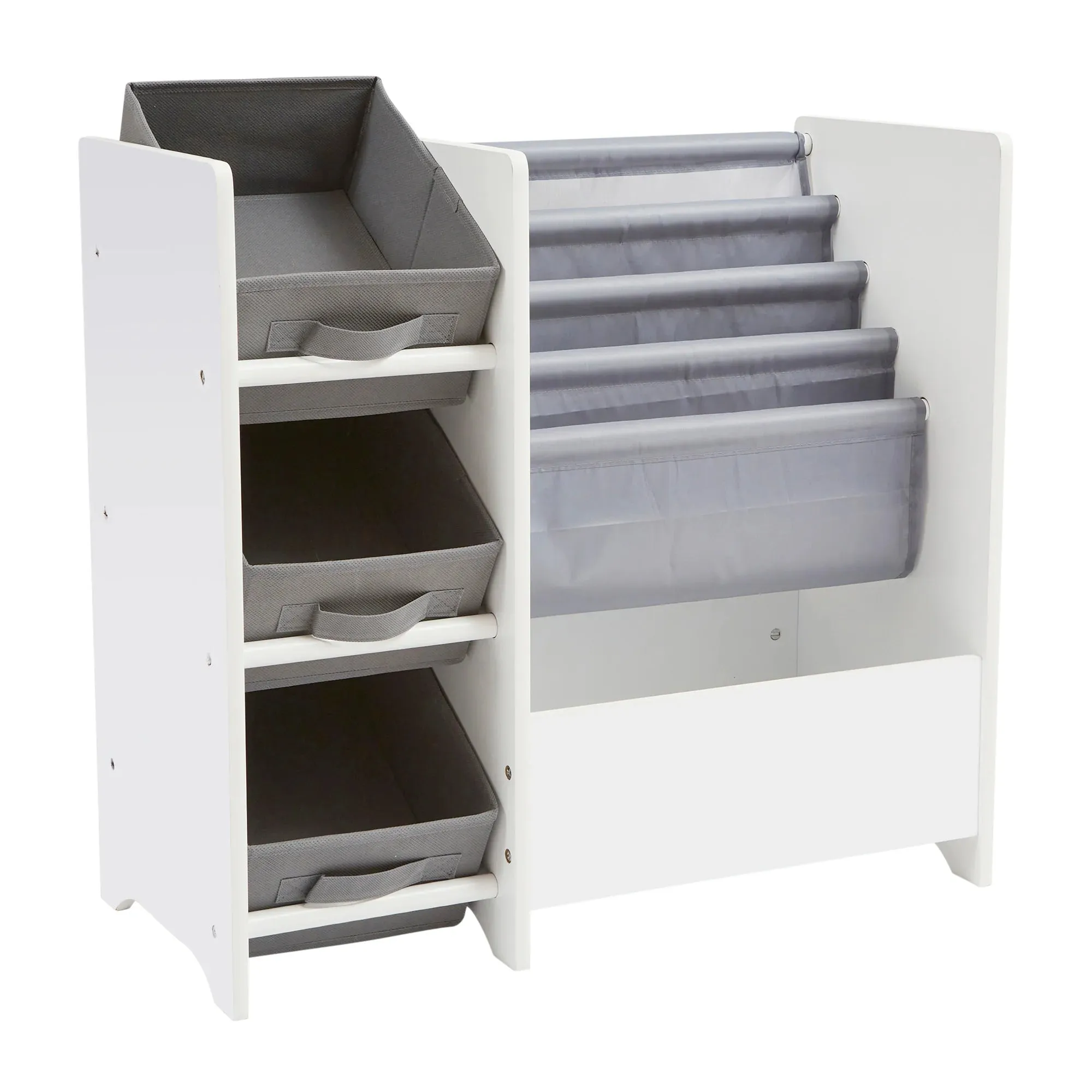 Book Display with Storage Bins - White