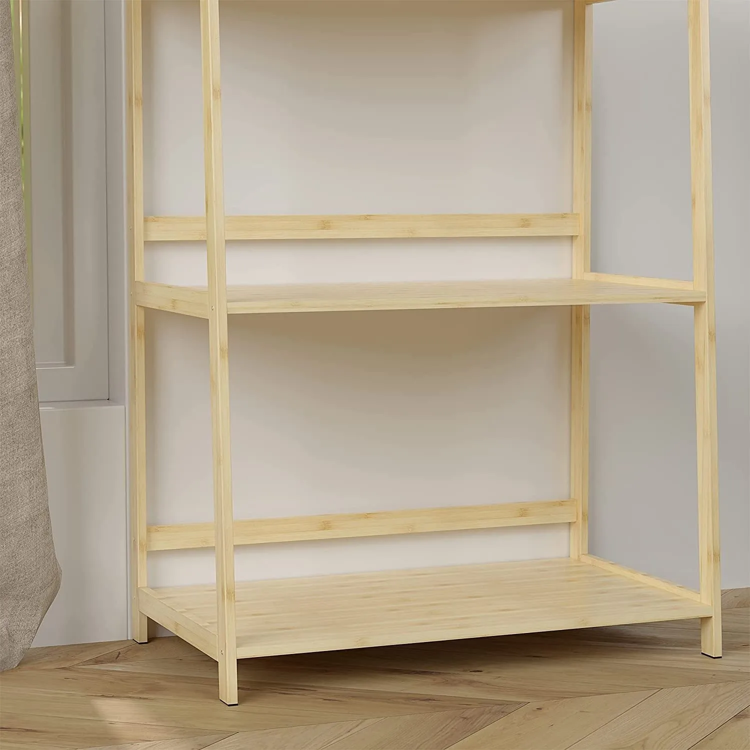 Bookshelf, Ladder Shelf with Drawers, 5 Tier Tall Bookcase, Modern Open Book Case for Bedroom, Living Room, Office, Natural