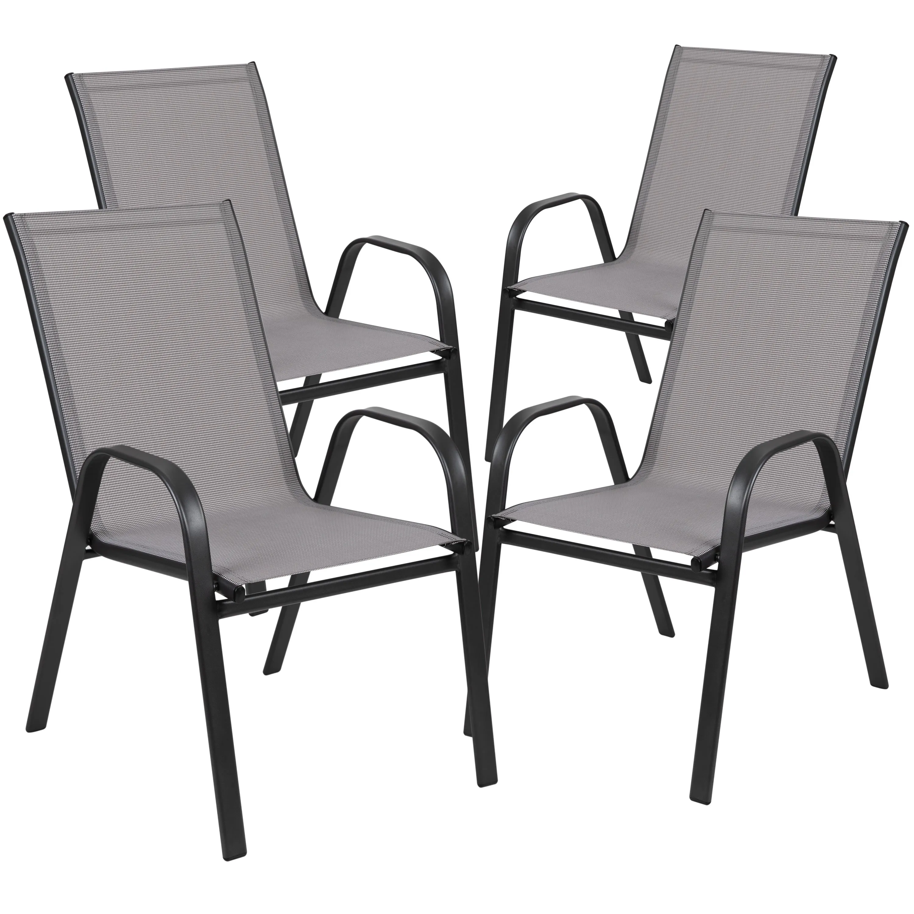 Brazos 3 Piece Outdoor Patio Dining Set - Tempered Glass Patio Table, 2 Flex Comfort Stack Chairs