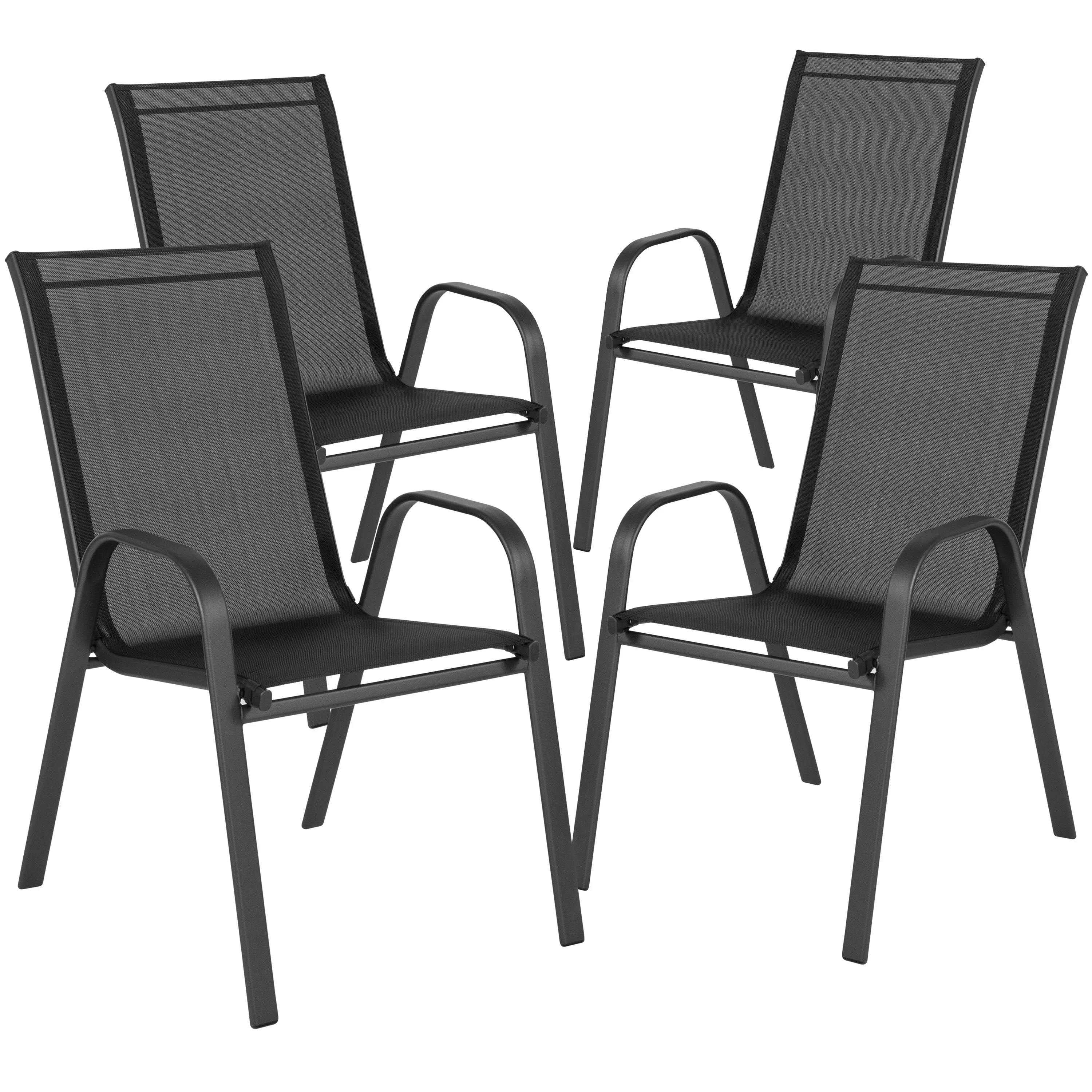 Brazos 3 Piece Outdoor Patio Dining Set - Tempered Glass Patio Table, 2 Flex Comfort Stack Chairs