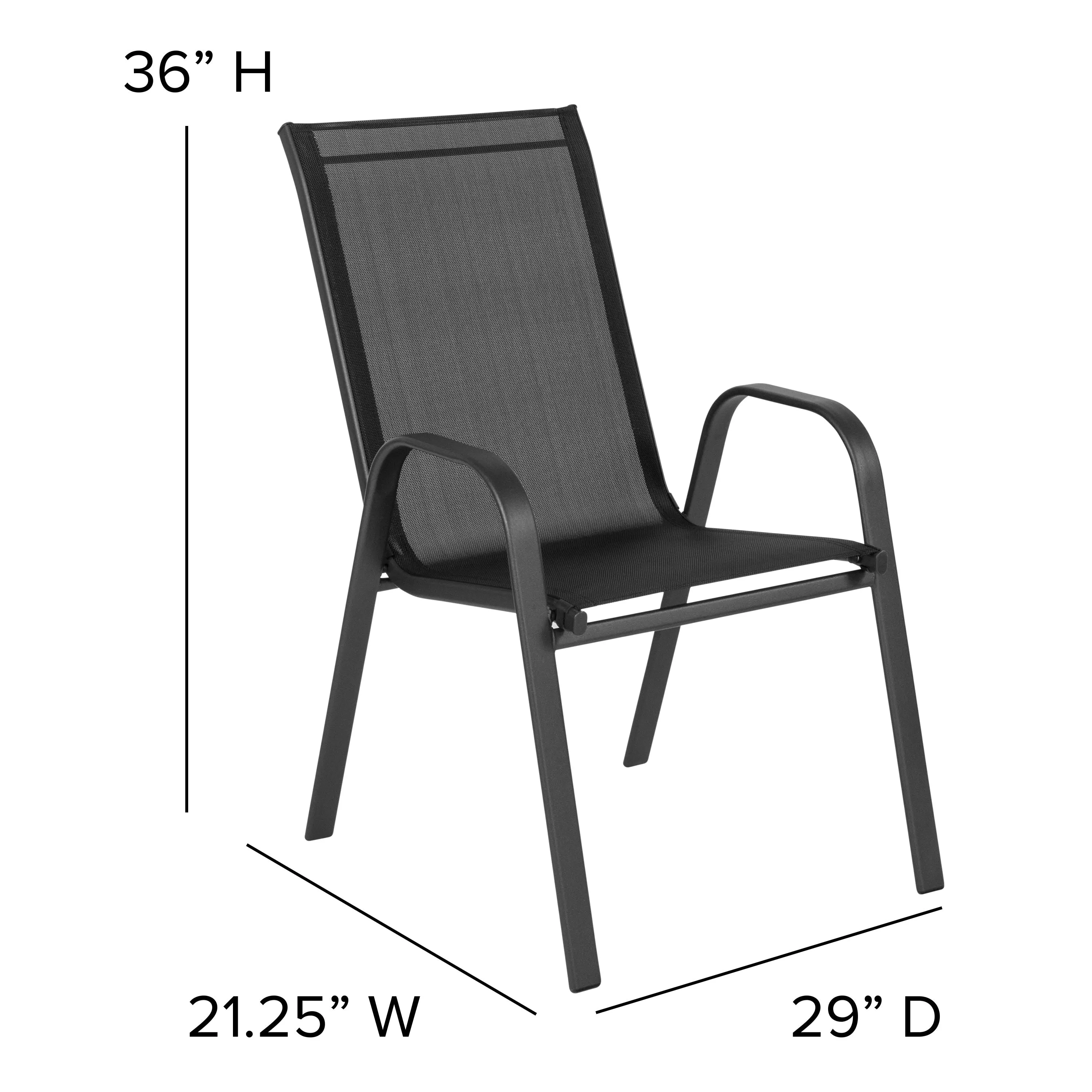 Brazos 3 Piece Outdoor Patio Dining Set - Tempered Glass Patio Table, 2 Flex Comfort Stack Chairs