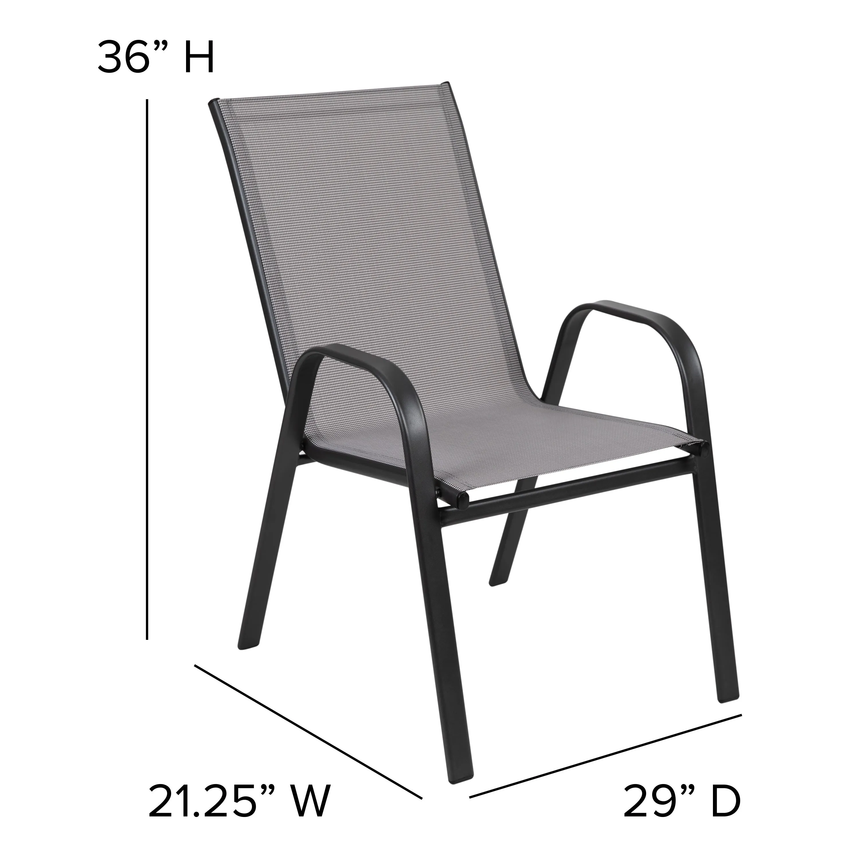 Brazos 3 Piece Outdoor Patio Dining Set - Tempered Glass Patio Table, 2 Flex Comfort Stack Chairs