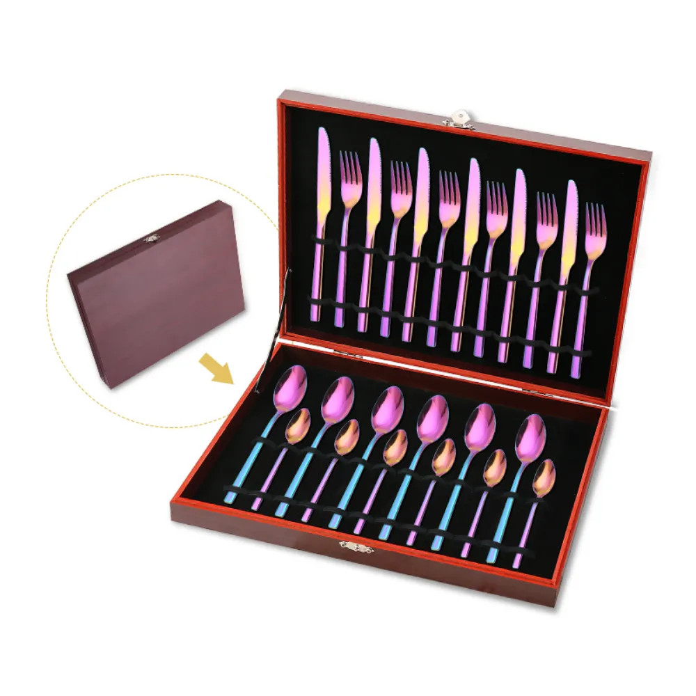 Brown & Red Case Luxurious 24Pcs Flatware Set