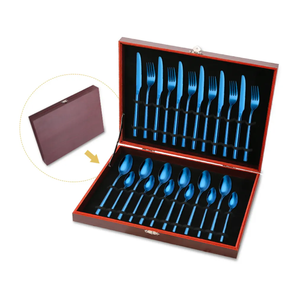 Brown & Red Case Luxurious 24Pcs Flatware Set