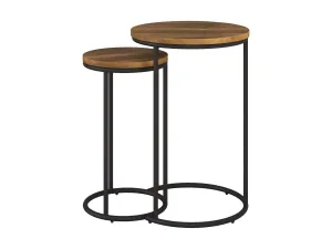 Brown Wood Round Nesting Side Tables