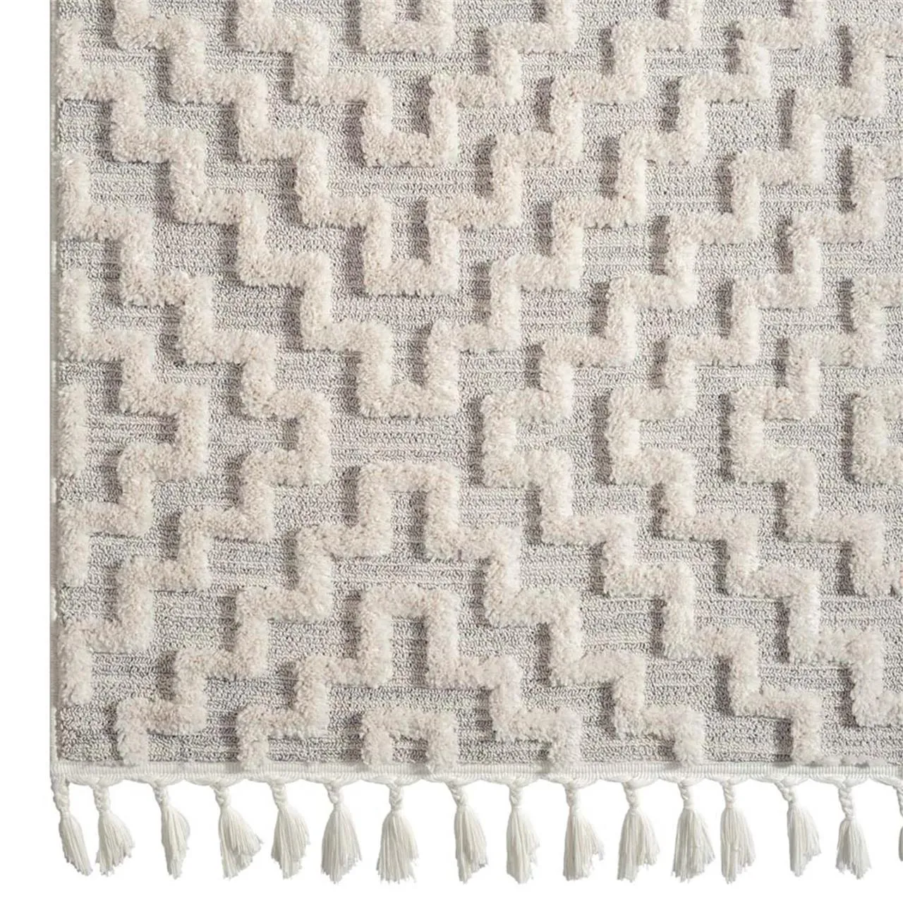 Bursa 3631 Fringed Tribal Light Grey Rug