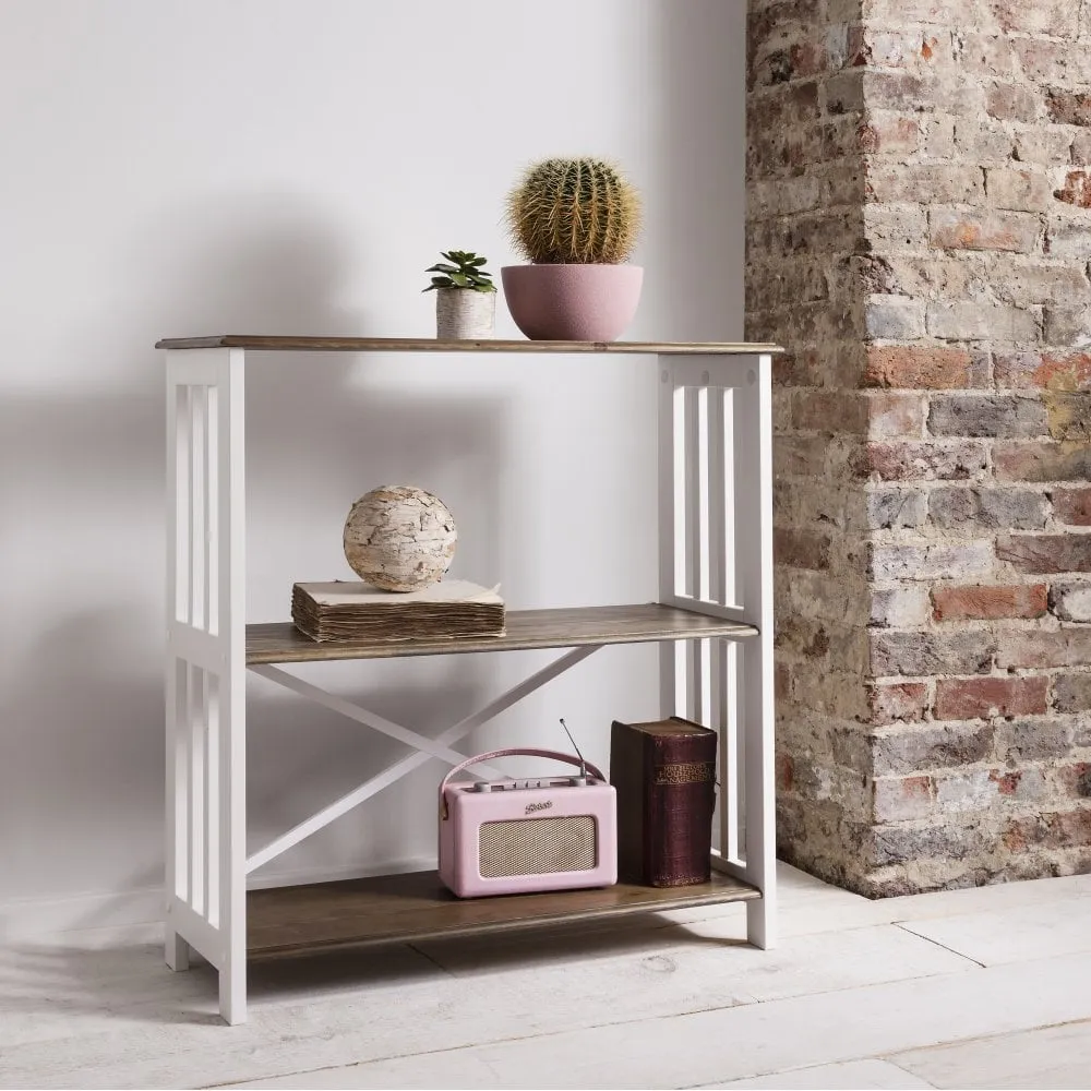 Canterbury Bookshelf with 3 Shelves in Dark Pine and White