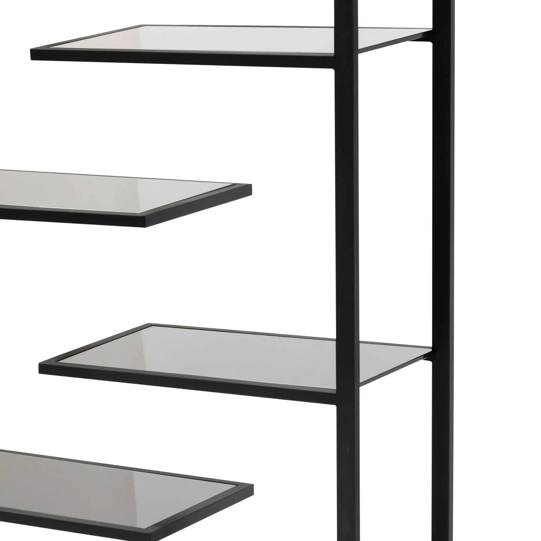 Cathleen 1.8m(H) Black Glass Shelving Unit - Black Frame