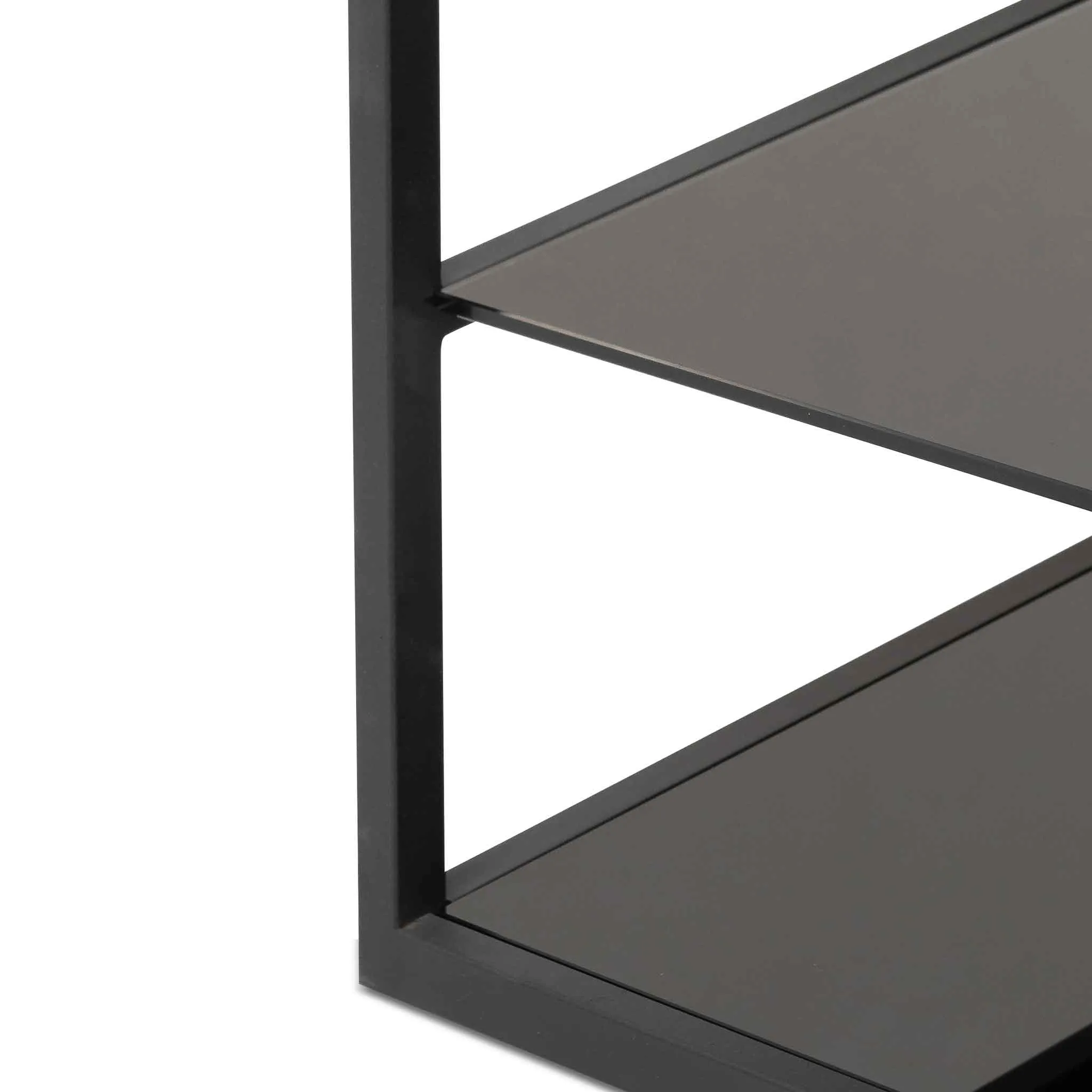 Cathleen 1.8m(H) Black Glass Shelving Unit - Black Frame